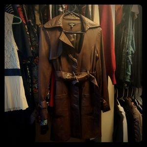 Faux leather bebe trench coat
